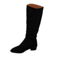 thumbnail image 2 of EGNMCR Knee High Boots Women's Fall Winter Flock Color Long Boots Middle Heels Boots Pointed-Toe Knee High Boot, 2 of 7