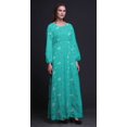 thumbnail image 3 of Bimba Robe Maxi à Manches Longues pour Femmes en Georgette Mousse Imprimée de Feuilles de Pacanier, Taille Élastique - XX-Grand, 3 of 5