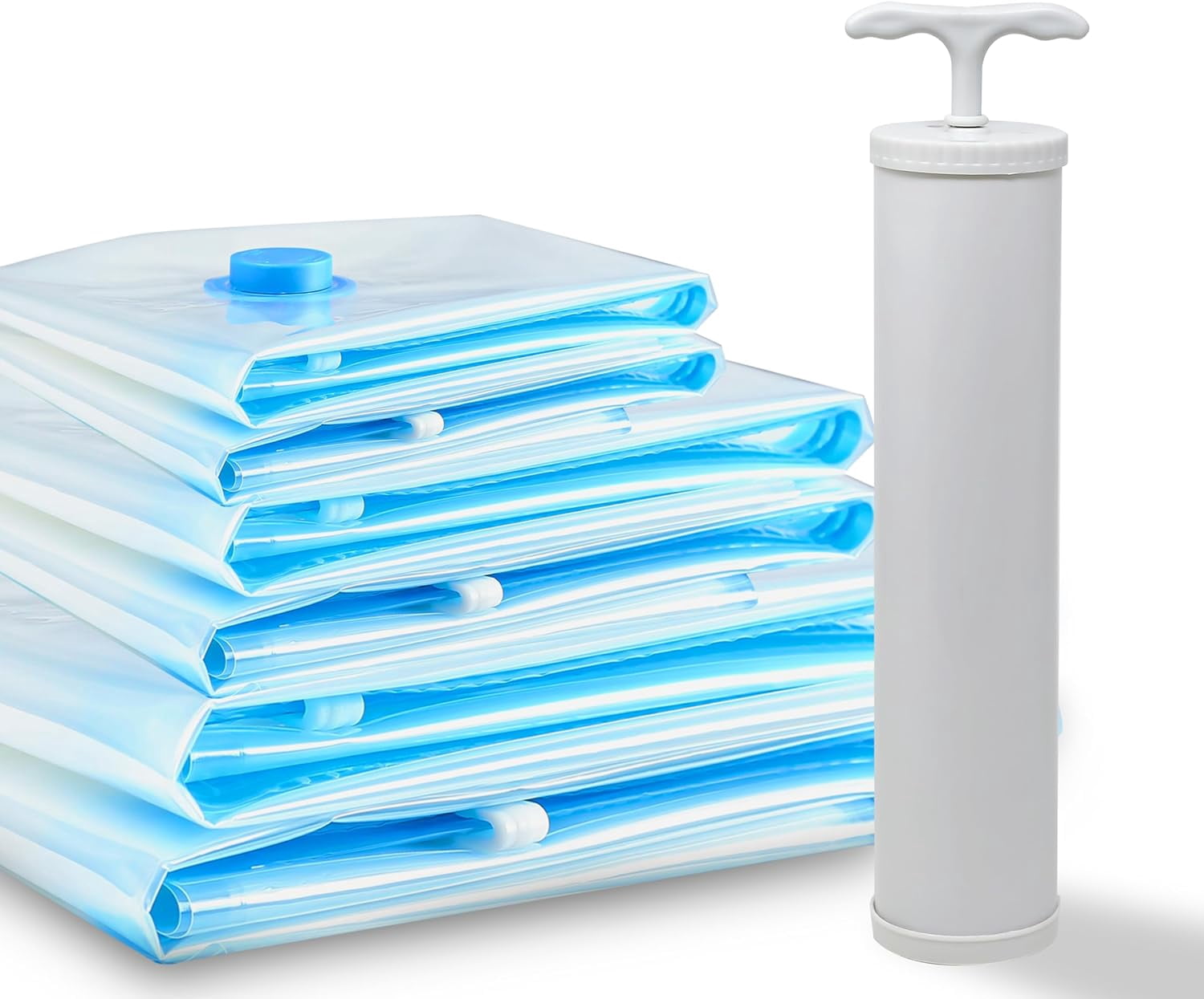 PinesC Vacuum Storage Bags (Transparent) | Pack of 6 | 2 Jumbo Bags, 2 Large Bags, 2 Medium Bags | Compression Storage Bags for Clothes, Beddings, & Pillows | Reusable Storage Bags i
