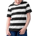 thumbnail image 1 of T-shirts d'Été à Rayures à Manches Courtes pour Filles, à Blocs de Couleur, Tendance, Col Ras du Cou, Chandails à Enfiler, Hauts, Blouse Décontractée, 1 of 6