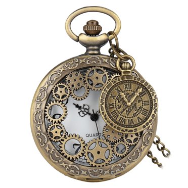 Montre Pendentif Décorative en Alliage Doré avec Chaîne Suspendue pour Usage Quotidien et Cadeaux 4,5 Pouces