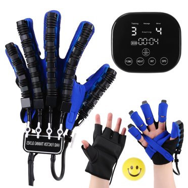 Gant Robot de Réhabilitation pour Hémiplégie AVC, Équipement de Récupération pour Main Gauche Ou Droite, Entraîneur de Main Robotique avec Massage Chauffant, Gant Miroir