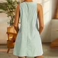 thumbnail image 4 of biudgviw Robe Débardeur pour Femme Sans Manches à Encolure Dégagée à Boutons à Bretelles Robe Tunique Mini à Rayures Robe Courte Décontractée d'Été, 4 of 7
