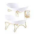 thumbnail image 1 of Abbracc Étagé Fruits Bol Panier Rack Plateau de Thé pour Cuisine 2 Tier Blanc, 1 of 9