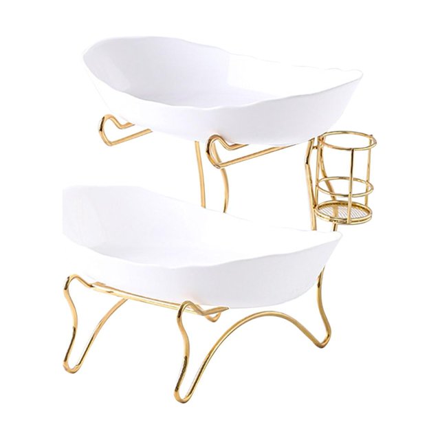 Abbracc Étagé Fruits Bol Panier Rack Plateau de Thé pour Cuisine 2 Tier Blanc