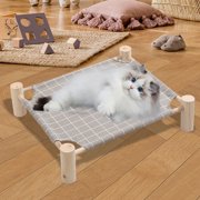 Fwttom Dog Suspended Bed, Wooden Dog Suspended Elevated Cold Bed, Detachable Portable Indoor/Outdoor Pet Bed, Suitable for Cats and Small Dogs