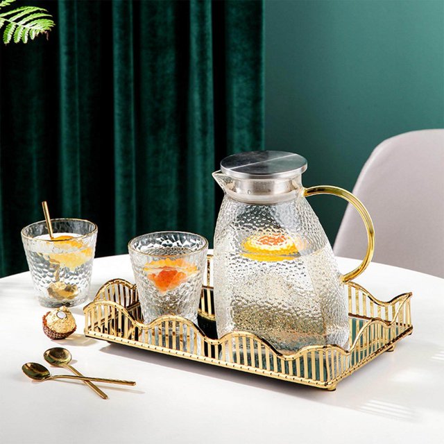 Plateau Miroir Style Vintage Rangement pour Table Basse Base Cosmétique Plat Miroir Bouteille de Parfum Moyen