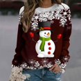 thumbnail image 2 of Femmes Pulls- Pull Drop Épaule Col Rond Manches Longues Noël Tricot Sweat-Shirts Floraux Décontractés Tops pour Automne/printemps/hiver Rouge L, 2 of 7