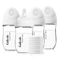 thumbnail image 1 of Gulicola Natural Glass Baby Bottle 4 Pack, Newborn Breastfeeding Bottles Set, Extra Slow Flow Nipples (SS), Anti Colic, 0 Months+, 5 oz, 1 of 7