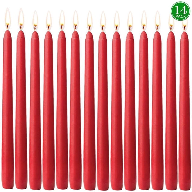 RKSTN le Pendentif 14 Bougies Coniques Rouges Non Parfumées / Bougies Coulées à la Main 10 Po pour Déco Maison, Réceptions de Mariage, Fêtes Prénatales, Anniversaires, Célébrations