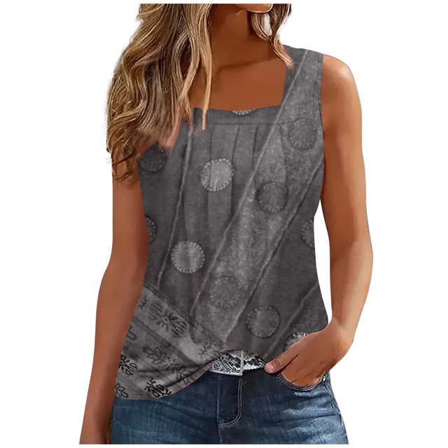 Birdeem Womens Pinted Sleeveless T-Shirt Loose Top