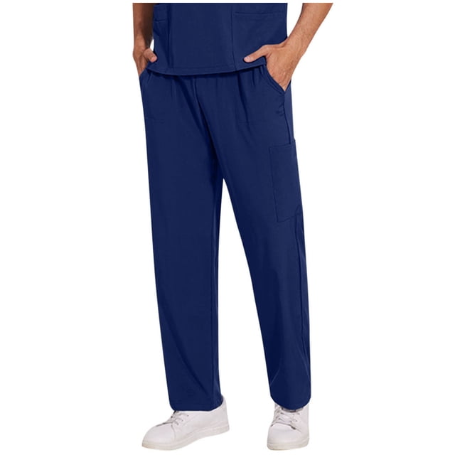 Clearance! Grrvtrz Cargo Scrub Pants for Men — Classic Straight Leg Fit, 4Pockets, 4-Way Stretch, Anti-Wrinkle Drawstring Scrub Pants