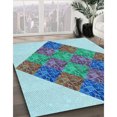 thumbnail image 3 of Ahgly Tapis Rectangulaire Lavable en Machine Bleu Acier, 3 Pieds x 5 Pieds, 3 of 7