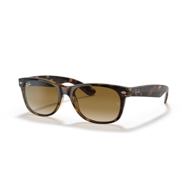 Ray-Ban RB2132 New Wayfarer Square Sunglasses, Light Havana/Clear Gradient Brown, 58 mm
