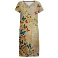 thumbnail image 4 of SMihono Robe d'Été Boho pour Femmes Grande Taille Robes à Manches Courtes Mode Fleurs Imprimées Robe d'Été Col en V Longueur Genou, 4 of 5
