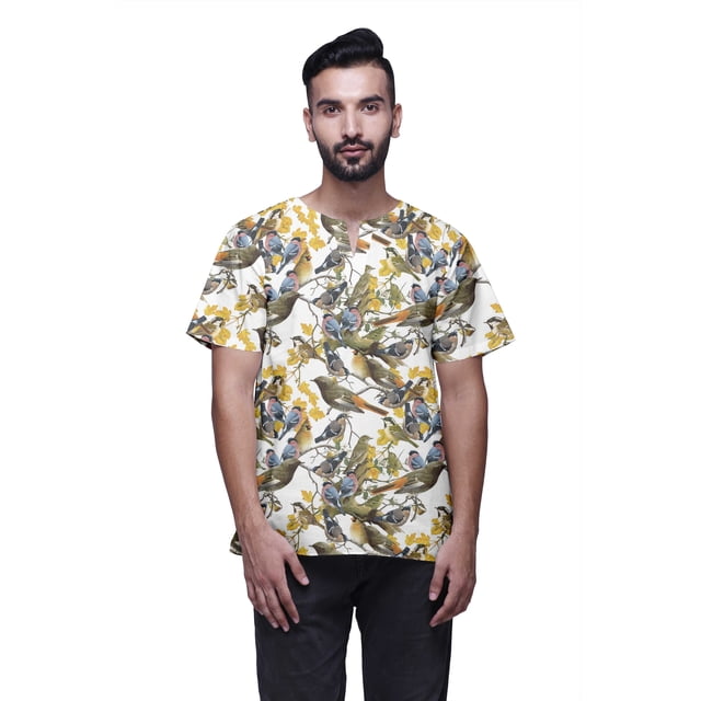 Atasi Kurta Court Ajusté en Coton Cambric Imprimé Col Goutte d'Eau Chemise Décontractée