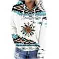 thumbnail image 3 of Frostluinai Chandails à Capuchon pour Femmes, Vache Aztèque Westerna, Chandails Graphiques pour Femmes, Cordon de Serrage, Molletonné Doublé, Chandail à Enfiler d'Automne avec Poche, 3 of 6