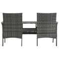 thumbnail image 2 of vidaXL Canapé de Jardin 2 Places avec Table à Thé en Rotin Poly Anthracite, 2 of 5