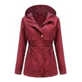 thumbnail image 2 of Women Solid Rain Jacket Outdoor Jackets Waterproof Hooded Raincoat Windproof, 2 of 9