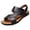 Black, variant on Sandals for Men, Breathable Perforated Leather with Non-Slip Rubber Sole, Thick-sole Design for Beach and Outdoor Use