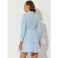 thumbnail image 4 of INSPIRE CHIC Robe pour Femme Manches Longues Col Rabattu Boutonnée Robe Chemise Mini à Fleurs Bleu TG, 4 of 4