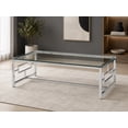 thumbnail image 4 of TABLE BASSE K-LIVING NAOMI AVEC PLATEAU EN VERRE TRANSPARENT ET BASE EN ACIER INOXYDABLE POLI CHROMÉ, 4 of 6