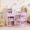 thumbnail image 1 of GloryStar Kids Vanity with Lighted Mirror, 2-in-1 Princess Vanity Set, Toddler Vanity Table & Chair Set with Open Bookshelf, 1 of 7