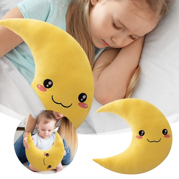 Moon Pillow Filled With Moon Shaped Pillows Soft Children's Room Fabric Pillows Sleeping Pillows Moon Pillows For Beds Decorative Sofa Pillows For Room Decoration Children's Morning Glamour Satin