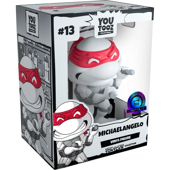 Youtooz x Shopville : Les Tortues Ninja Collection [Figurine en Vinyle Noir et Blanc Michaelangalo] Édition Limitée - 1000 Fabriqué