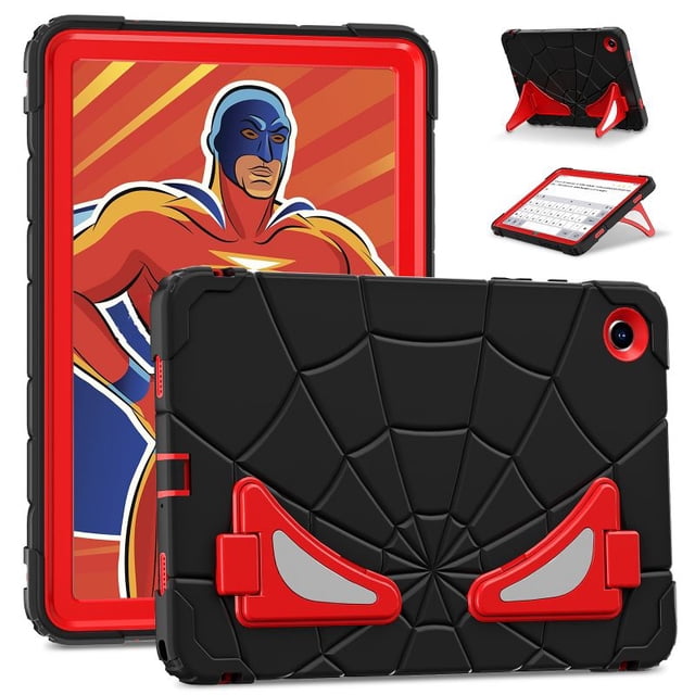 Étui Robuste Super Héros Enfants Sécuritaire en Silicone TPU PC à Armure Rigide pour Samsung Tab A9 A8 Plus Tablette Support Antichute Antichoc Noir Rouge Tab A8 10.5 2021