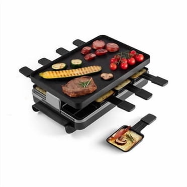 Swissmar Classic Raclette Grill - Black Non-Stick Reversible - 8 Person - Heat Resistant Spatulas