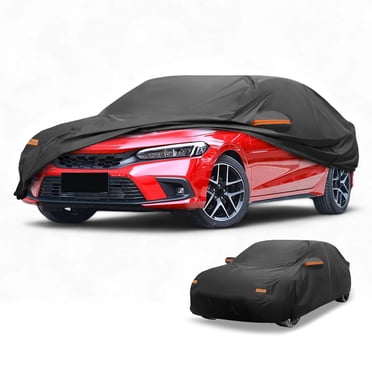 Car Cover Waterproof All Weather Automotive Outdoor Anti-UV Sun Rain Protection Full Exterior Cover with Reflective Strips Black for Honda Civic Sedan