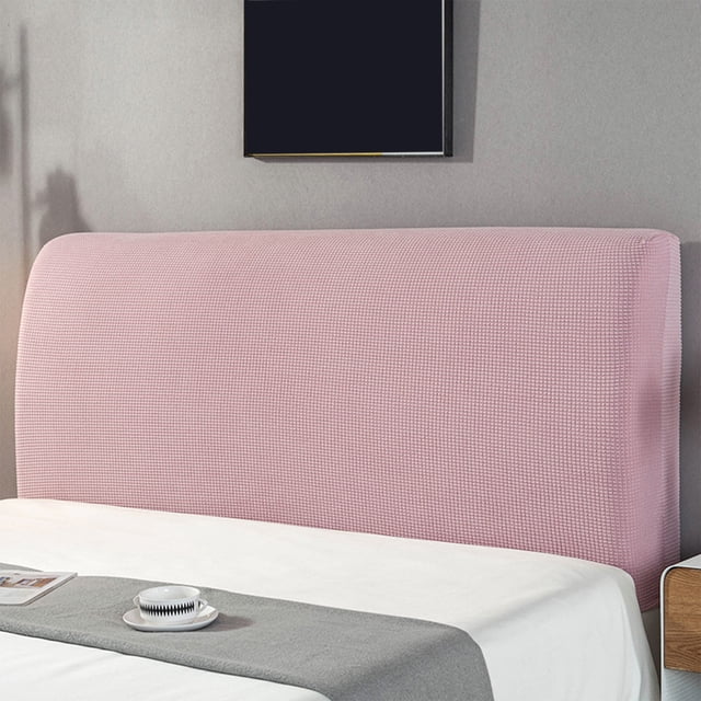 Linnome Full Wrap Bedhead Cover Stretchable Dustproof Headboard Protector Soft Padded Bed Head Cover with Elastic Hem for 71 Inch Bed Pink