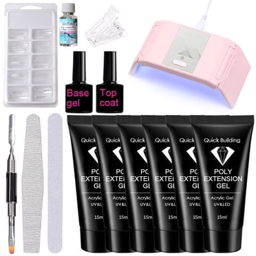 14pcs Poly Nail Gel Extension Kit Nail Gel UV LED Nail Lamp False Nail Gel Nail Polish Set With Nail Art Manicure Tool Set