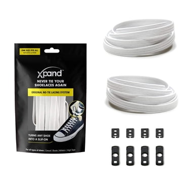 Xpand Système de Lacets Sans Nœud avec Lacets Élastiques - Taille Unique Convient à Toutes les Chaussures pour Adultes et Enfants - Blanc