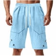 thumbnail image 2 of Amzcrzy Mens Shorts Cargo Shorts for Men Shorts for Men Man Solid-Color Casual Large-Pocket Button Drawstring Elastic-Waist Shorts Cargo Pants Half Shorts Pants Mens Cargo Shorts Mens Shorts Casual, 2 of 7