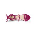 thumbnail image 4 of BLISSFUL STEP Chaussures pour Femmes Sandales à Talon Aiguille Haut à Bride Cheville à Nouer Bout Ouvert en Faux Suède Rose Vif 7, 4 of 7