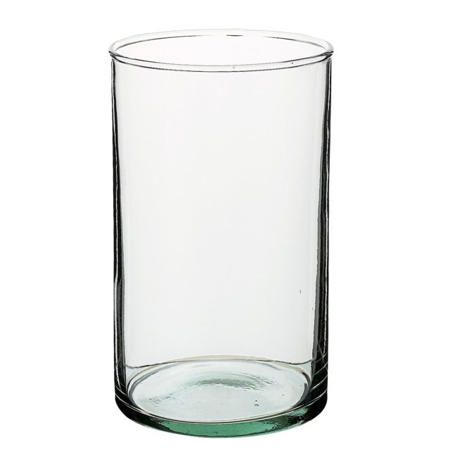 Vase en Verre Recyclé Cylindrique Transparent avec une Ouverture de 3,5 Pouces, Présentant un design Cylindrique simple et une Teinte Légèrement Verdâtre à la base. Cet accent Décoratif Sans Marque Est Idéal pour Rehausser la Déco de la Maison avec une Touche Minimaliste et Écoresponsable.