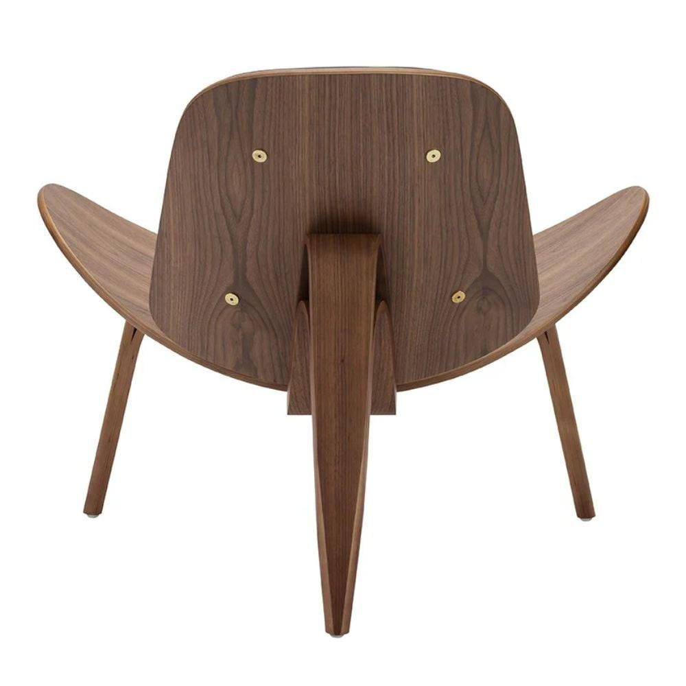 Chaise Shell (cuir véritable) avec design à trois pieds et revêtement haut de gamme