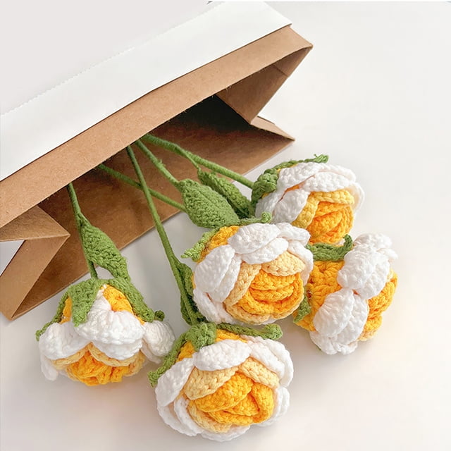 Clearance! Handwoven Eternal Flower Gradual Rose Imitation Flower Woolen Thread Hooked Finished Flower Bundle As A Girlfriend And Girlfriend Wish List Return Pallet #31