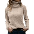 thumbnail image 1 of Chandail à Col Roulé Uni pour Femme - Haut Rétro à Manches Longues Ajusté - Polyester, Coupe Ample Décontractée pour le Quotidien/travail, 1 of 3