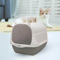 thumbnail image 2 of Cat Litter Box with Lid Portable Litter Box Cat Litter Anti Splashing Easy Tidy Handle grey, 2 of 9