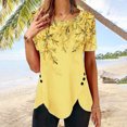 thumbnail image 1 of DPTALR T-shirt Imprimé Ample pour Femmes Boutons Manches Courtes Blouse Col Rond Hauts Décontractés, 1 of 6