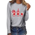 thumbnail image 1 of Chemises de la Saint-Valentin pour Femmes Cœur d'Amour Mignon Graphique Chandails en Molleton de la Saint-Valentin Manches Longues Col Rond Hauts de Vacances Mode Féminine Imprimé Gnome de la Saint-Valentin Col Rond Manches Longues T-Shirt, 1 of 3