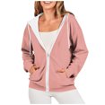 thumbnail image 1 of Timegard Vestes à Capuche Zippées pour Femmes Manches Longues Chandails en Molleton Décontractés Mode Automne avec Poches, 1 of 7