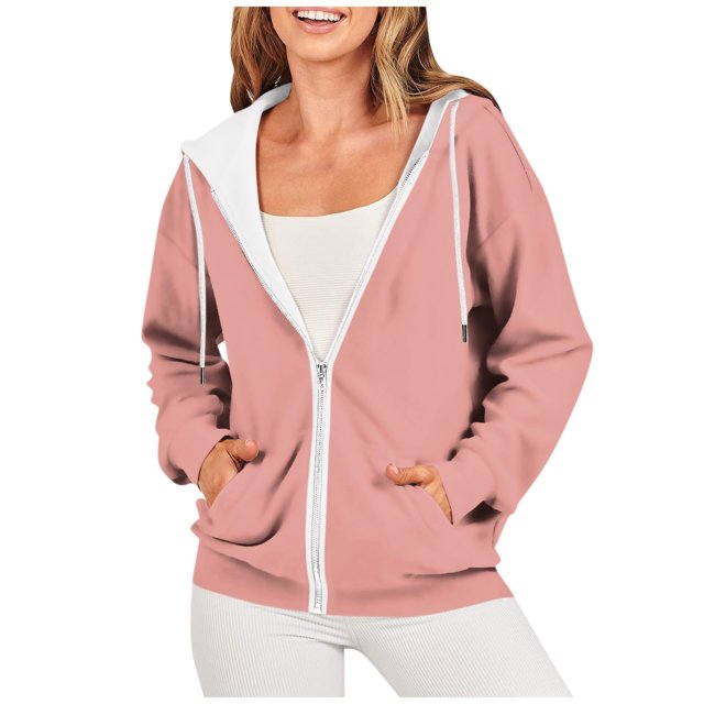 Timegard Vestes à Capuche Zippées pour Femmes Manches Longues Chandails en Molleton Décontractés Mode Automne avec Poches