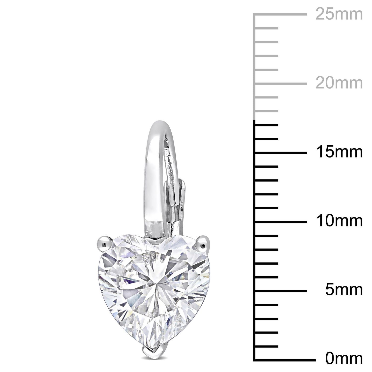 Boucles d'oreilles en forme de coeur Miabella avec 4 Carat PBT de Moissanite en Argent Sterling