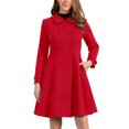 thumbnail image 1 of INSPIRE CHIC Women's Vintage Solid A Line Double Breasted Collared Winter Overcoat S Red, 1 of 6