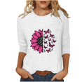 thumbnail image 1 of KIHOUT Nouveautés Tuniques pour Femmes à Manches 3/4, Hauts Décontractés Coupe Ample, T-Shirt à Col Rond Imprimé Graphique pour la Journée du Cancer du Sein, 1 of 3