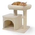 thumbnail image 1 of Gymax 19.5'' Small Cat Tree w/Large Padded Plush Perch Condo Sisal Scratching Posts Beige, 1 of 10